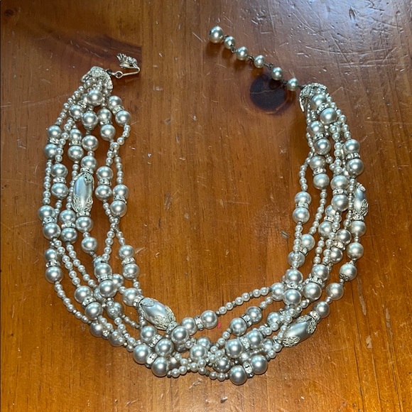Miriam Haskell Jewelry - Vintage Miriam Haskell Silver Signed Elegant Pearl Multi-Strand Necklace
